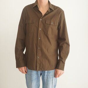 Mango MNG Hunter Green 100% Cotton Button Down Regular Fit Dress Shirt Large